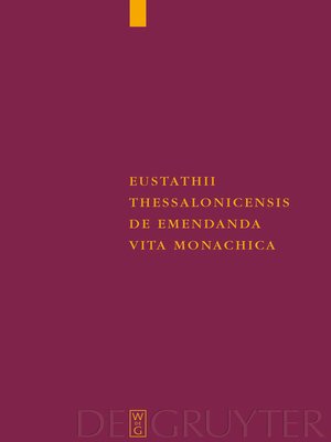 cover image of Eustathii Thessalonicensis De emendanda vita monachica
